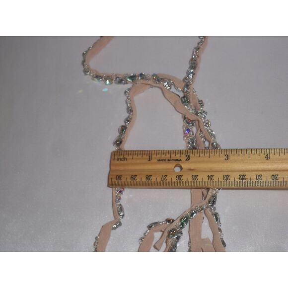 Rhinestone beaded Bridal shoulder strap Beaded Detachable beige spaghetti straps - Picture 3 of 7